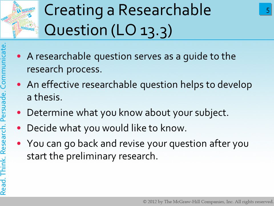 Writing a Good Research Question